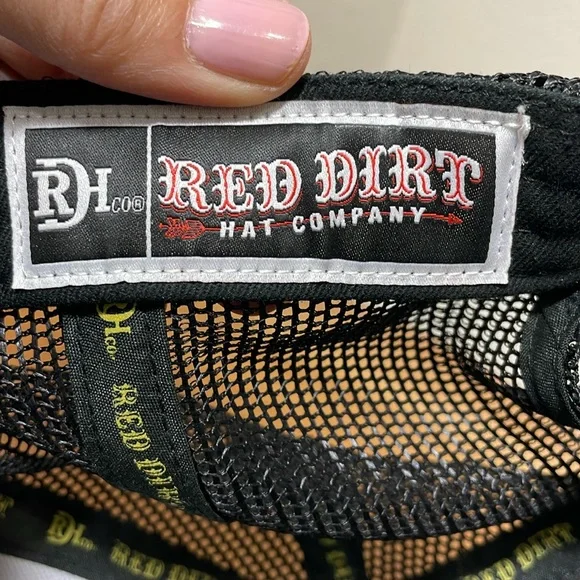 Red Dirt Hat Co. Johnny Phoenix Flat Bill Trucker Hat Cap Black Turquoise Orange - Picture 9 of 11